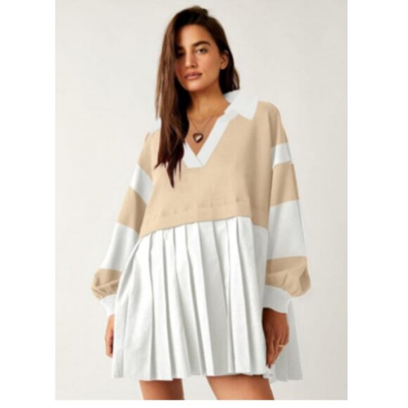 **Saukole** Oversized Casual Sweatshirt Patchwork Dress Small NWT - Picture 1 of 6